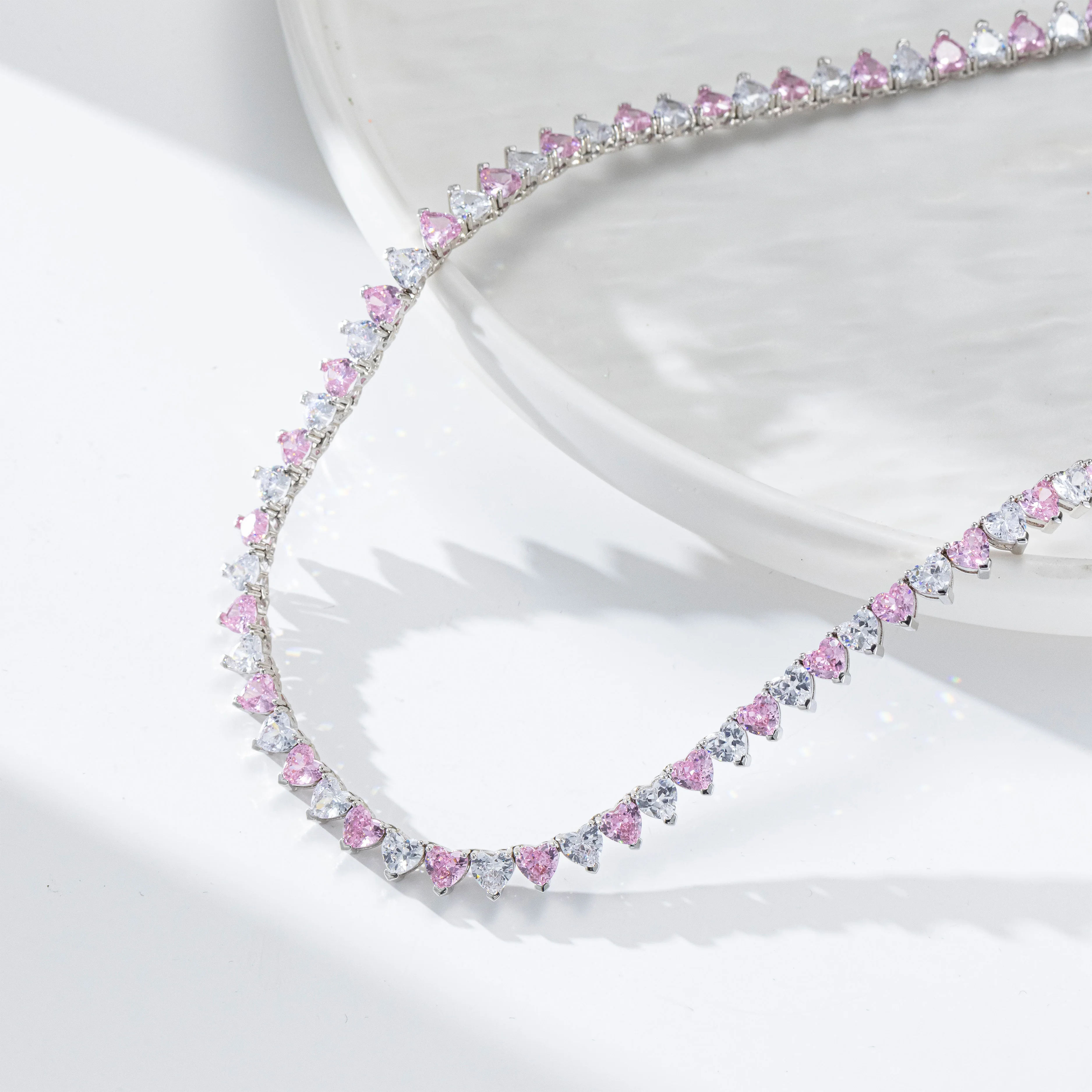 VOGGUID Heart Necklace Silver White Gold Plated Necklace for Women Girls Gift For Birth Party - Image 3