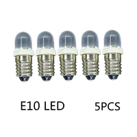 5PCS E10 LED Bulb DC3V DC3.8V DC4.5V DC 6V E10 LED 8V 12V 18V 24V E10 Warm white red blue green yellow