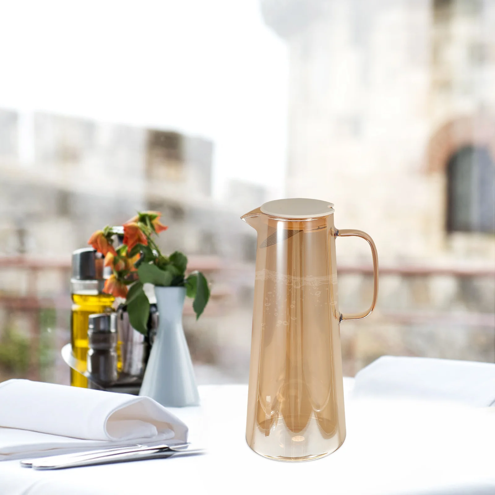 

Glass Water Pitcher Large Capacity Cooling Kettle with Filtered Lid Tea Infuser Clear Hot Cold Use Kettle