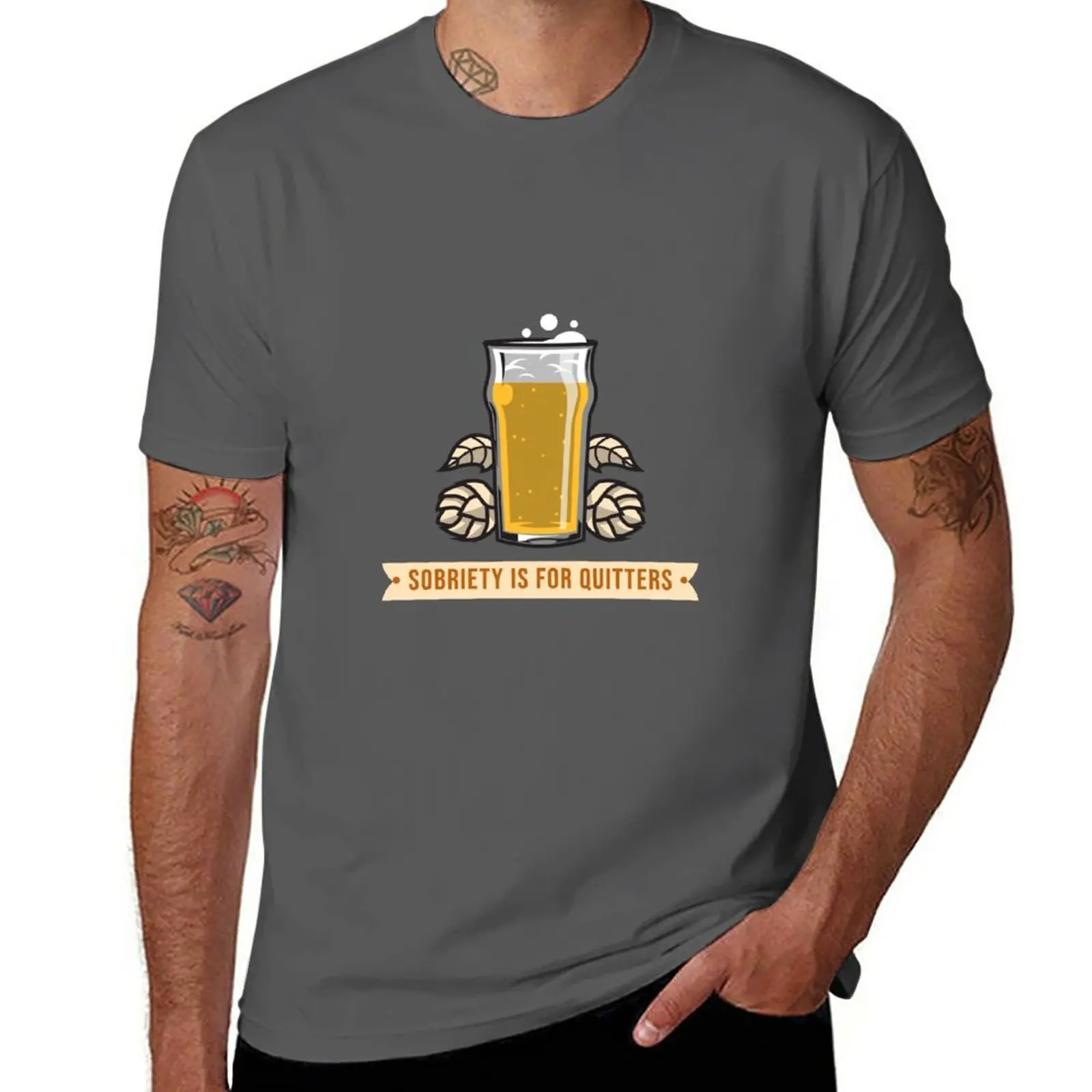 New SOBRIETY IS FOR QUITTERS T-Shirt heavyweight t shirts summer tops t shirt man Men's t-shirt