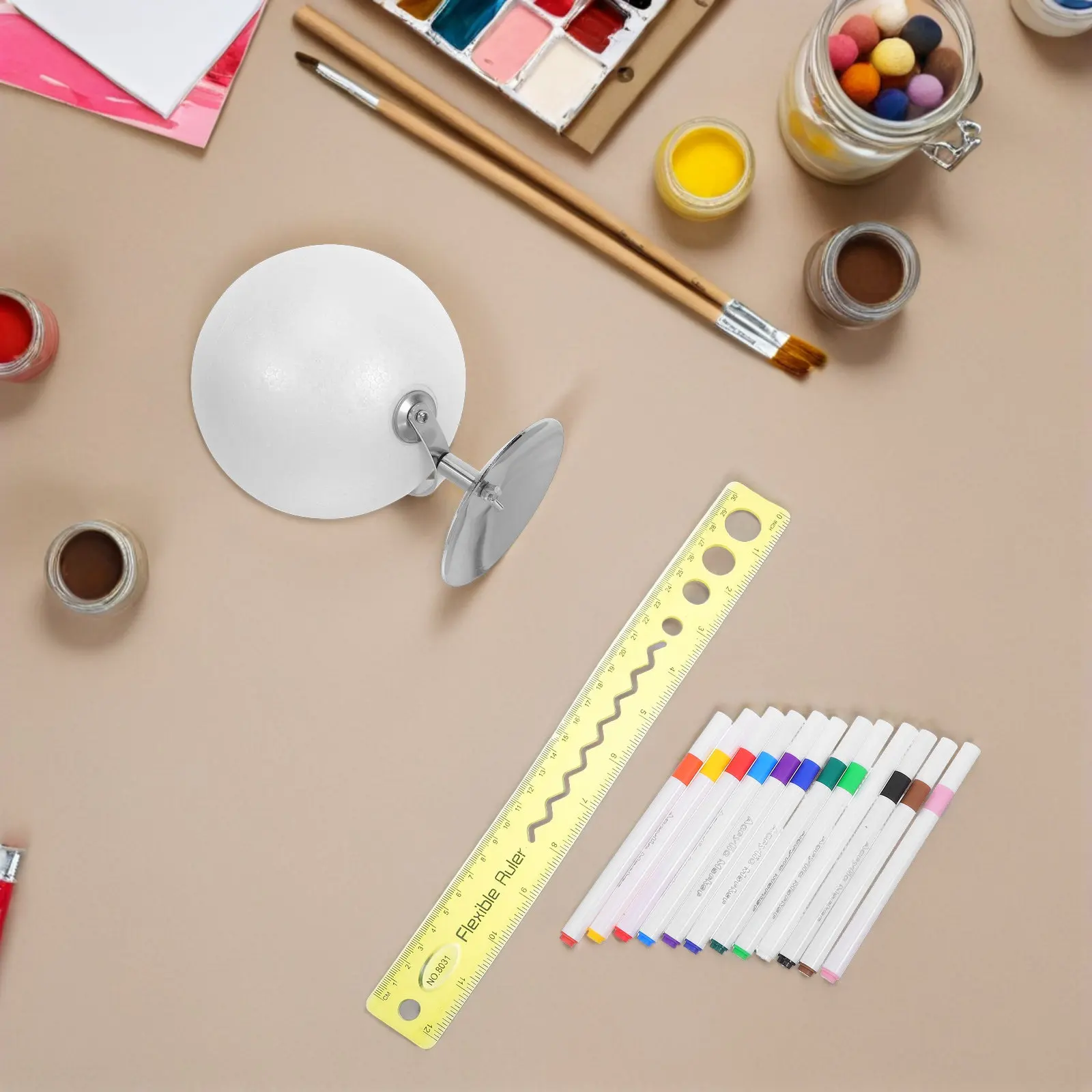 Kit d'enseignement de la géographie : globe terrestre vierge de 15 cm avec support en fer, à peindre soi-même, pour l'école, la salle de classe et la salle d'étude