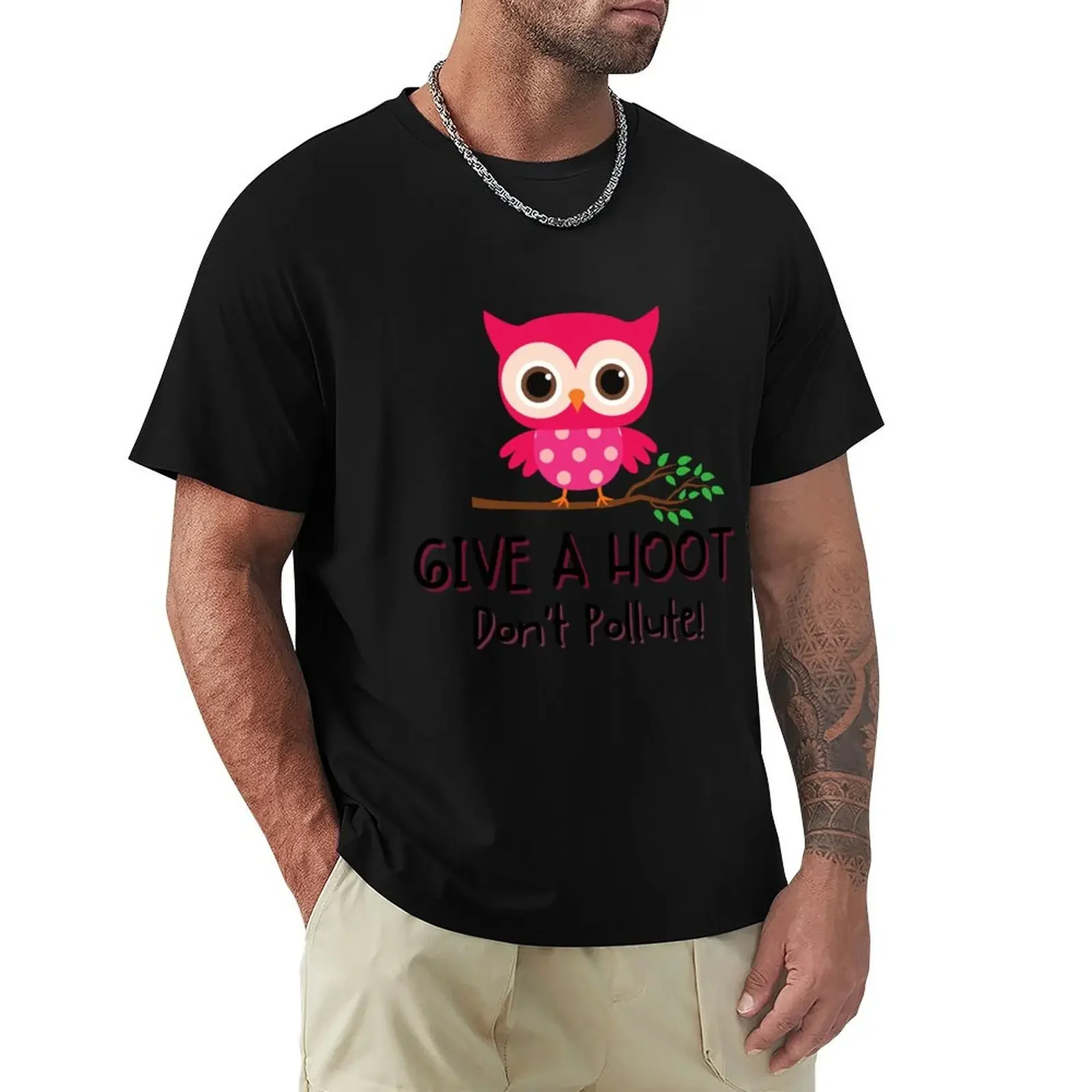 Give A Hoot Don't Pollute T-Shirt vintage oversized anime tshirt mens big and tall t shirts