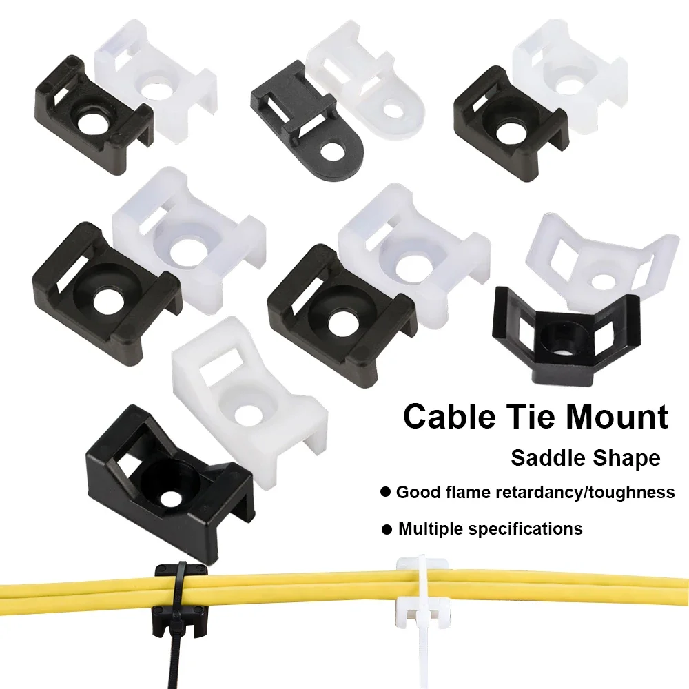 100pcs Cable Tie Base Mount Saddle Wire Fixing Seat Cable Clamp Cable Organizer Wire Clip Holder With Screw Holes HC-0~HC-7