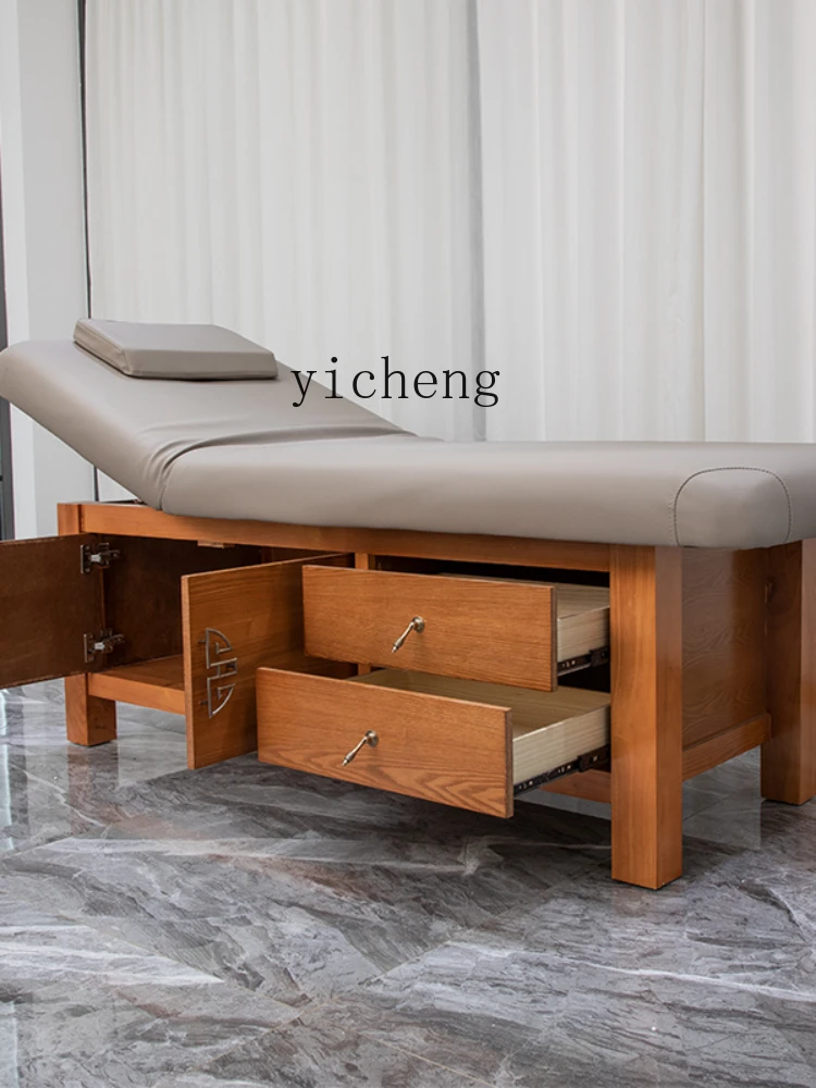 XL Massage Couch Solid Wood Box with Cabinet Medical Massage Beauty Physiotherapy Bed