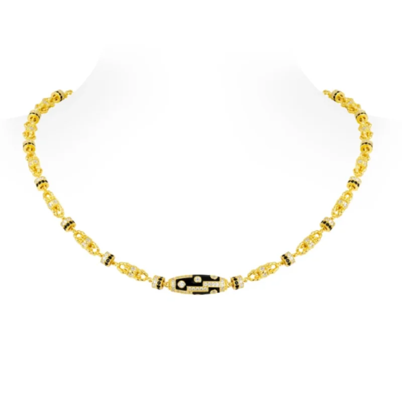 BELLUX Pendant Chain 925 Silver Synthetic Zircon Black Enamel White Diamond Bullet Shaped Vintage Versatile Necklace