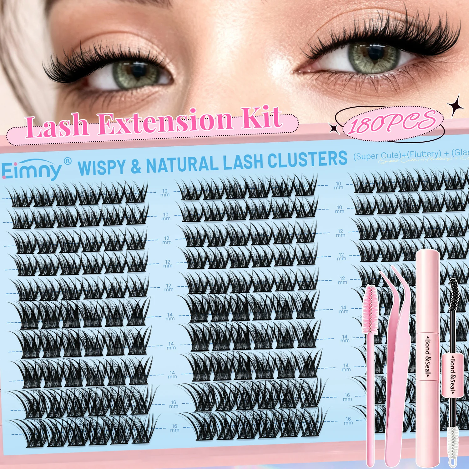 Manga Wimpern-Cluster-Set, Natürlich, 300 Stück, Wimpernverlängerungs-Kit, Wispy Fairy Fluffy Wimpern-Cluster, Anime Cosplay Wimpern