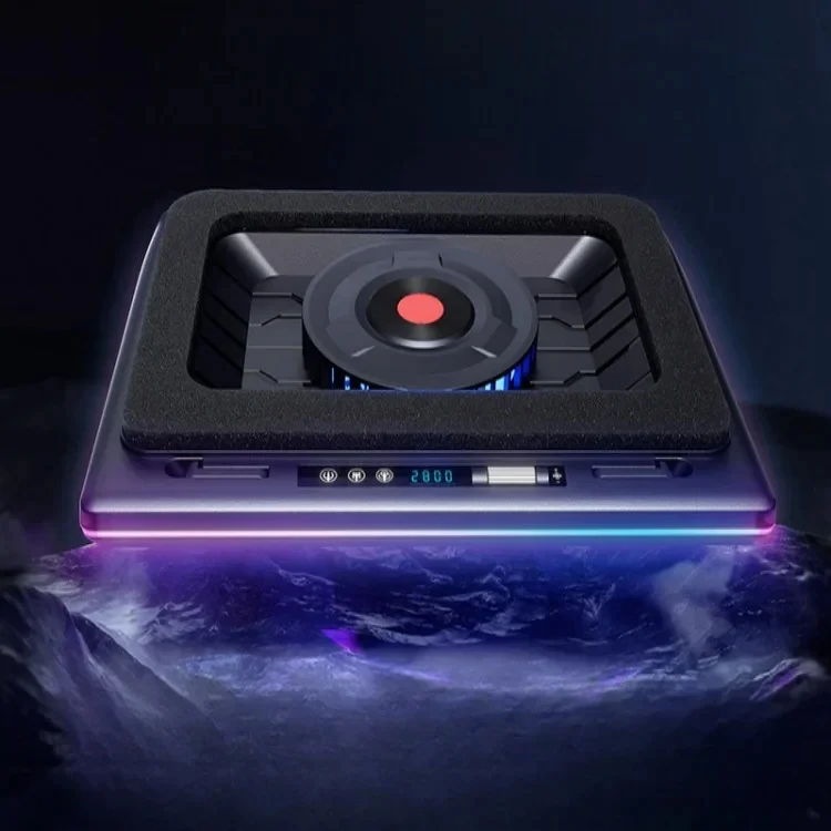 V12 RGB Gaming Laptop Cooler with 5.5-Inch Powerful Turbine Fan, 15.6-21 Inches, Adjustable Speed, Touch Control, LCD Screen