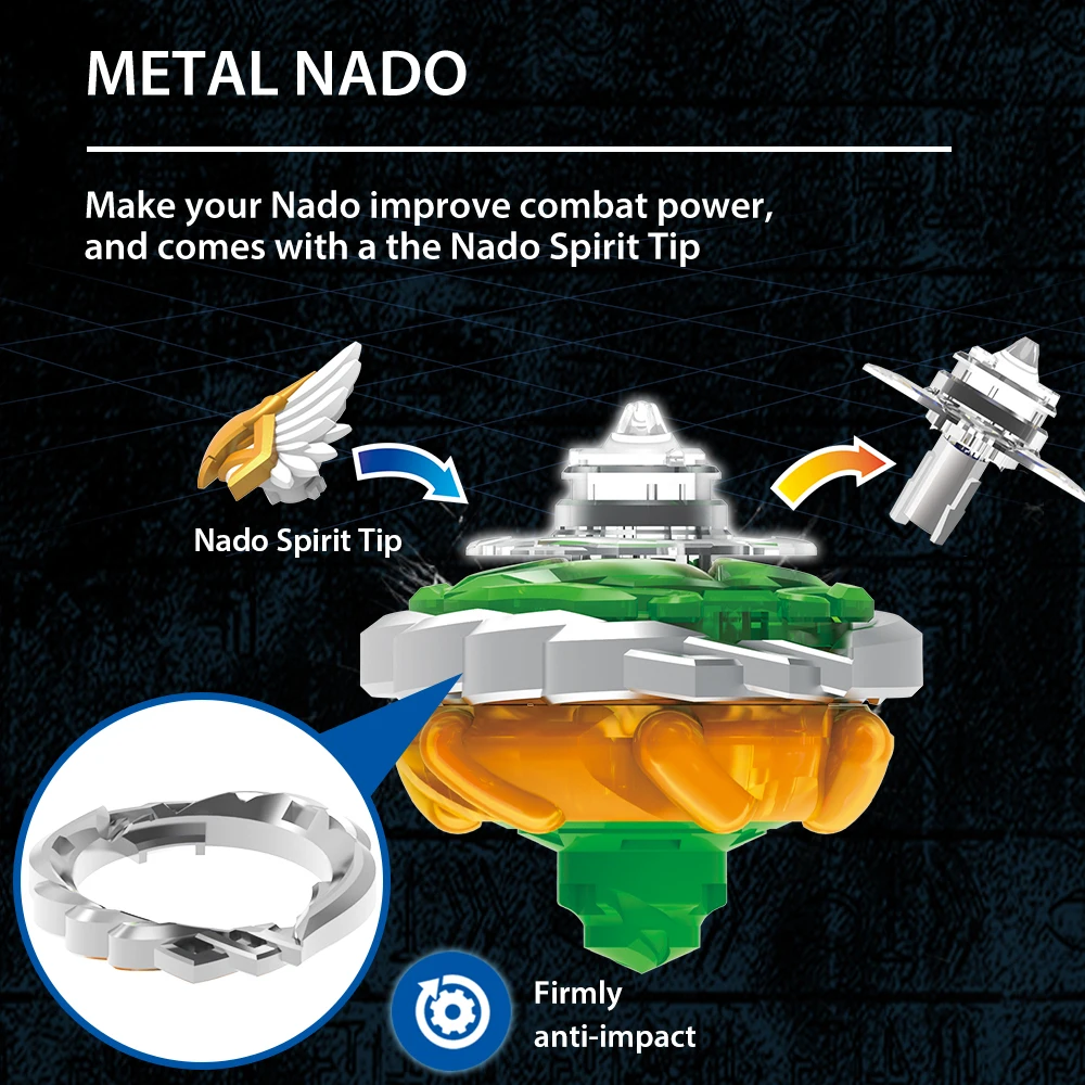 Infinity Nado 5 Original Series Jade Bow Non Stop Battle Metal Spinning Top Gyro WIth Magnetic Launcher Anime Genuine Kids Toys