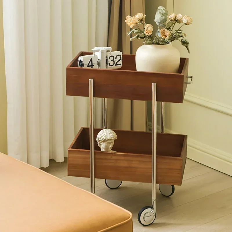 

Двухслойный журнальный столик в стиле ретро, удобный стол на шкиве, многофункциональный стол для комнаты, кронштейн из нержавеющей стали, современная мебель