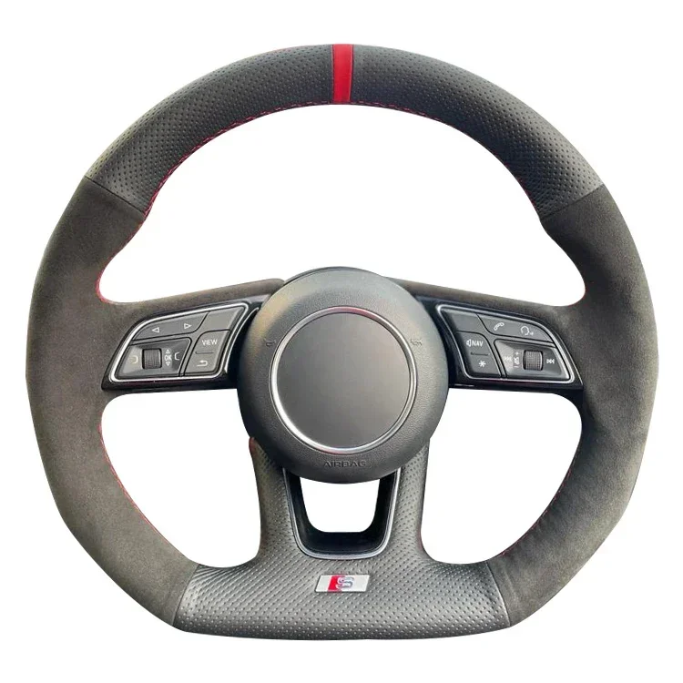 

spare parts Custom girl hand sewing genuine leather Steering Wheel Cover For Aud