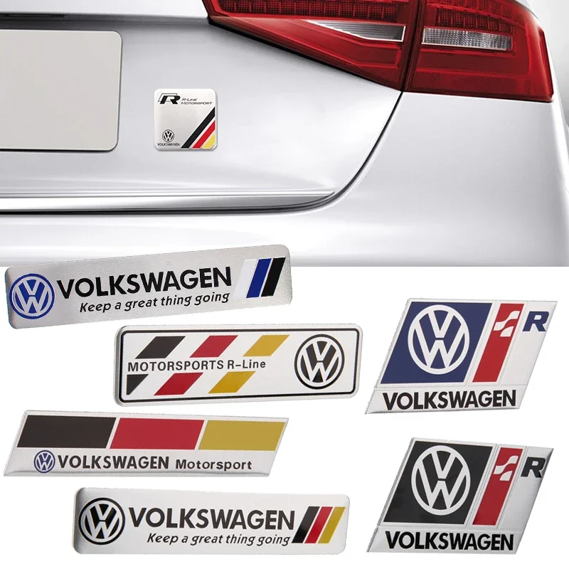 Metal Car Sticker Emblem Rear Tail Badge Decals For Volkswagen Rline GTI Golf Bora Beetle Scirocco POLO Sharan Sagitar Magotan