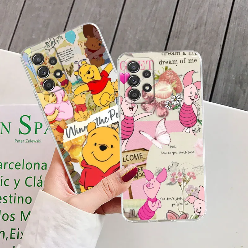 Winnie The Pooh-Honey Disney For Samsung Galaxy A55 Case A54 A52 A53 5G Coque A15 A14 A13 A21S A34 A35 A33 A72 Clear Phone Cover