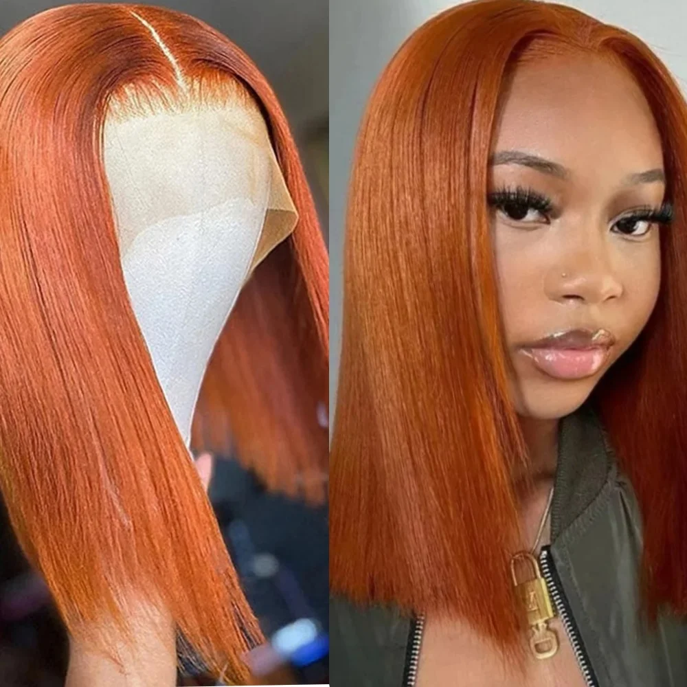 Pelucas Ginger Bob para mujer, pelucas cortas y rectas de color naranja, pelucas sintéticas resistentes al calor de aspecto natural para uso diario en fiestas y cosplay