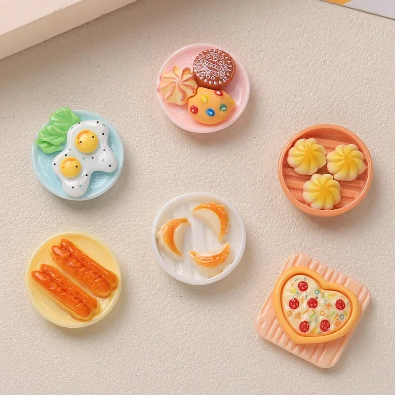 10/100pcs Resin Accessories Miniatures Breakfast Series DIY Dollhouse Handmade Hairpin Phone Case Buckle Materials Home Decor