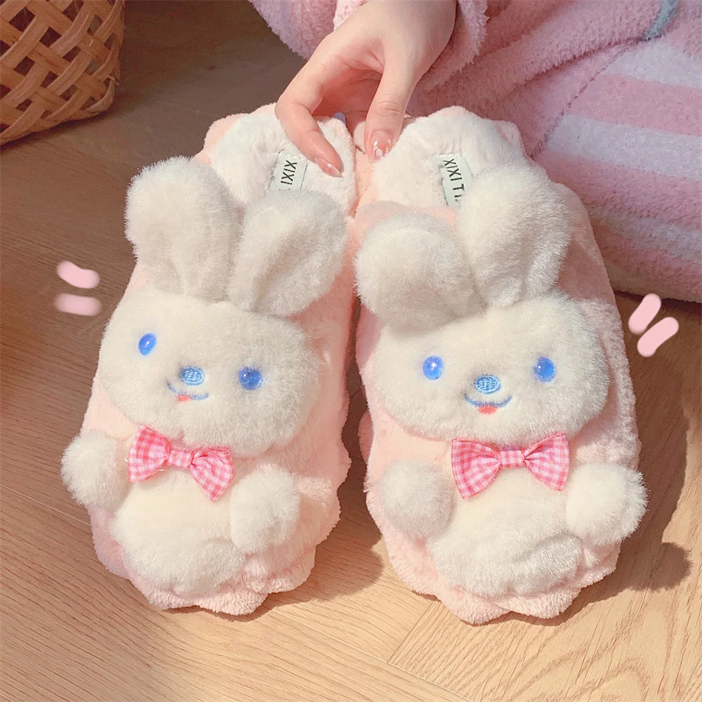 

Creative cute three-dimensional plush bunny plush thermal cotton slippers women's indoor comfortable confinement shoes winter