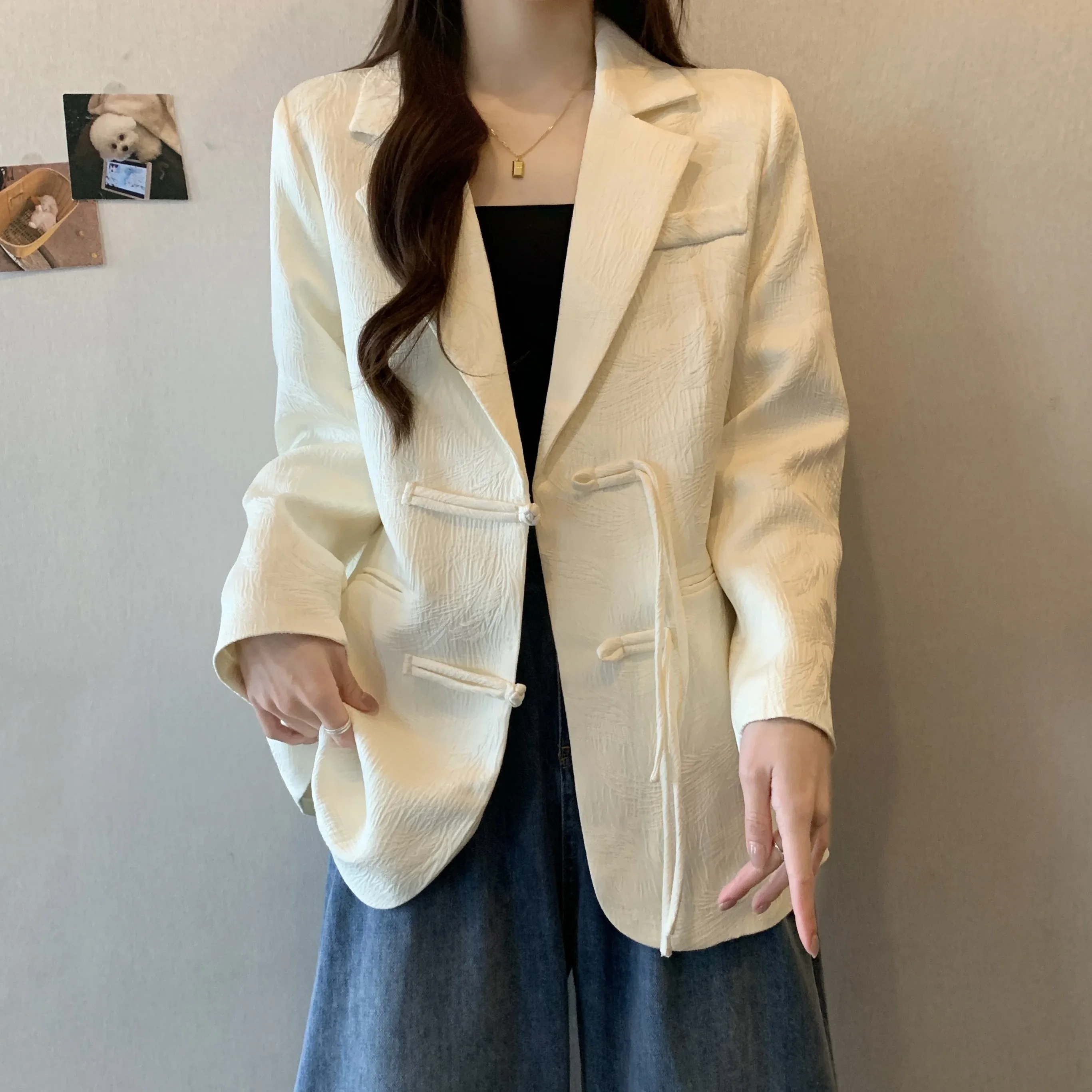 New Chinese-Style Plus-Size Light National Style Blazer for Women 2024 New High-End Elegant Jacquard Jacket Female Office Lady