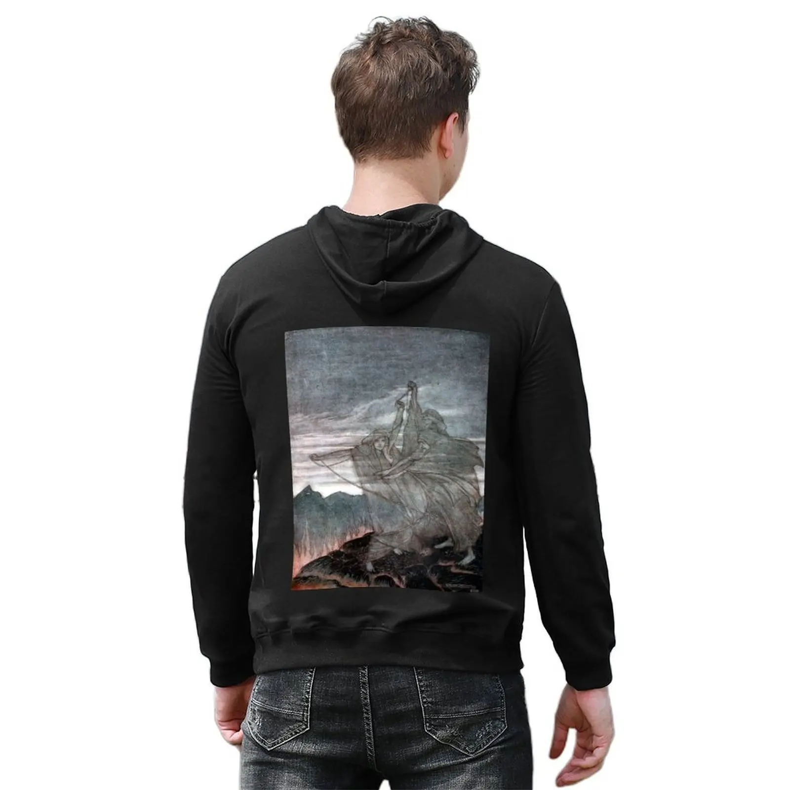 The Norns Vanish - Siegfried and the Twilight of the Gods - Arthur Rackham Hoodie ملابس رياضية للرجال