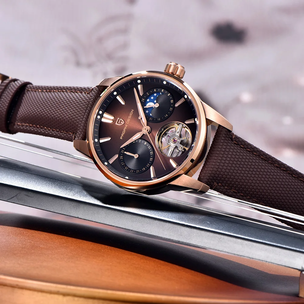 2025 ساعات رجالية تصميم باجاني ساعة توربيون فاخرة للرجل الميكانيكية التلقائي ساعة اليد ساعات هدية صندوق الياقوت مرآة #3