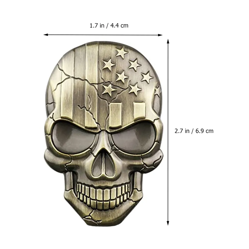 1Pcs 3D Car Emblem Zinc Alloy Skull Car Badge Stylish Modern Vehicle Logo Decor for Bumper Trunk Door Bonnet Truck Accessories