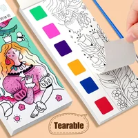 Portable Watercolor Painting Book 12 Sheets Coloring Book With Paint Brush Gouache Book Kids Graffiti Picture Drawing Stationery 2