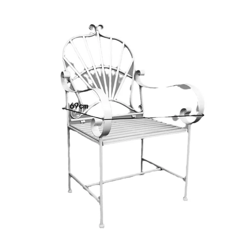 American retro wrought iron metal outdoor tables and chairs, garden folding back chair, garden double sofa chair