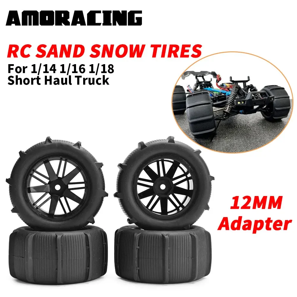 

4Pcs RC Car Tires Sand Snow Tire Wheels 12MM Adapter For 1/14 1/16 1/18 RC Model Buggy Short Haul Truck Upgrade Accessories