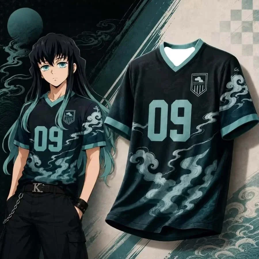 Ghost Slayer Anime Shirt Series: Ichiro Ichiro, Tanjiro, Purgatory, and You Bean V-neck Short Sleeved Sports Top