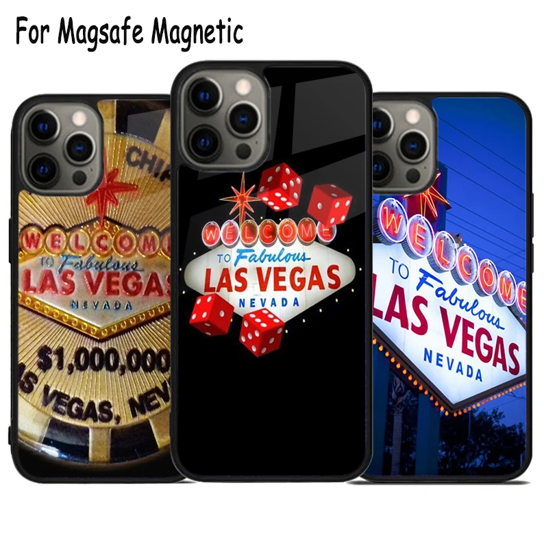 Las Vegas Nevada Gamble Wireless Charge Magsafe Phone Case For iPhone 15 16 14 13 11 12 Pro Max Plus Magnetic Bumper Cover