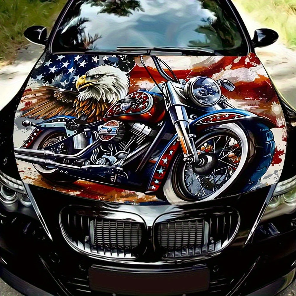 

Patriotic Eagle Flag Element Stickers, Customized Car Engine Cover Stickers, DIY Design Waterproof Stickers With American Flag E