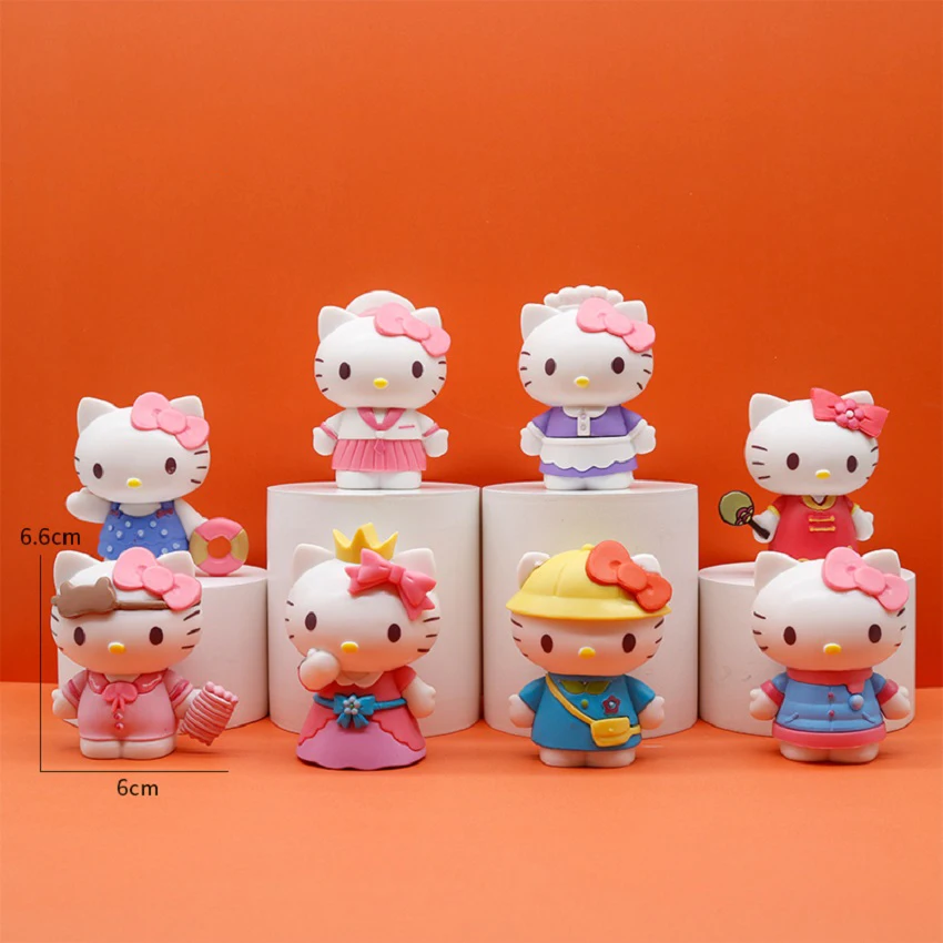 Figurka Sanrio, postać z kreskówki, urocza Hello Kitty, kawaii, do przebierania, ozdoba na biurko, lalka, kreskówkowa dziewczynka, prezent urodzinowy