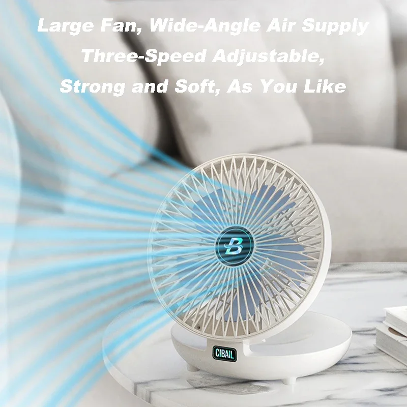 Wall Mount Desktop Fan Type-C Charge Portable Table Cool Fans 3 Speed Silent Brushless Motor Foldable Air Cooler for Home Office