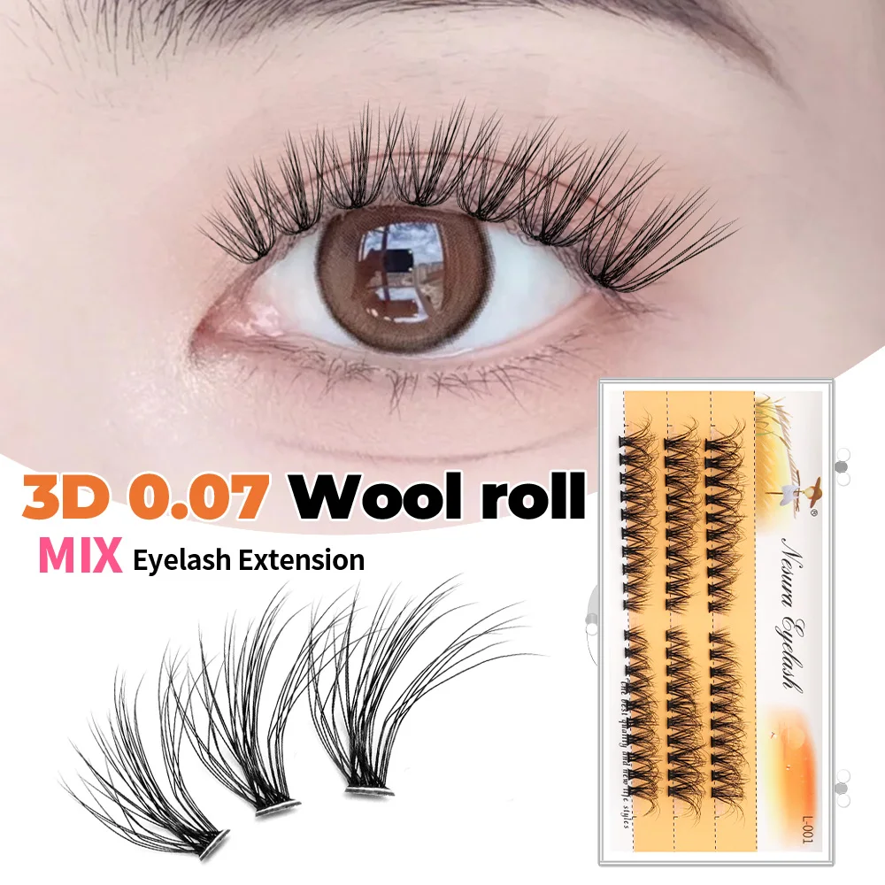 Grafting World Natural Extension Curled 3D Thick European American 30/40/50/60P Fox-Like Slant Flying Black Stem False Eyelashes