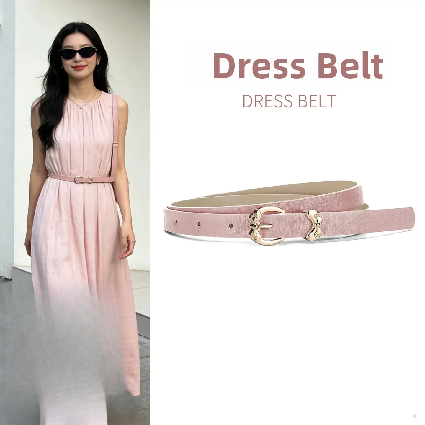 Fine Pink Waist Belt Women's Accessory Decorative Skirt Suit Shirt Waist Cinch Pin Buckle Small Leather Belt Jeans Versatile ...