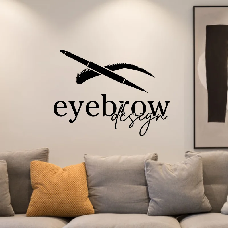 Eyebrow Design Wall Stickers Beauty Salon Logotype Brow Art Decal Removable Wall Decoration Girls Eyelash Make Up Wall Decor#183