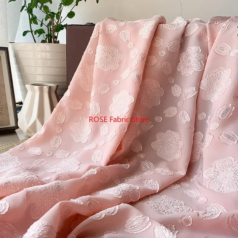 High-quality flower jacquard stretch chiffon fabric Shirt,  Wedding Dress, DIY Sewing, Spring Summer Dress,  Dress Show