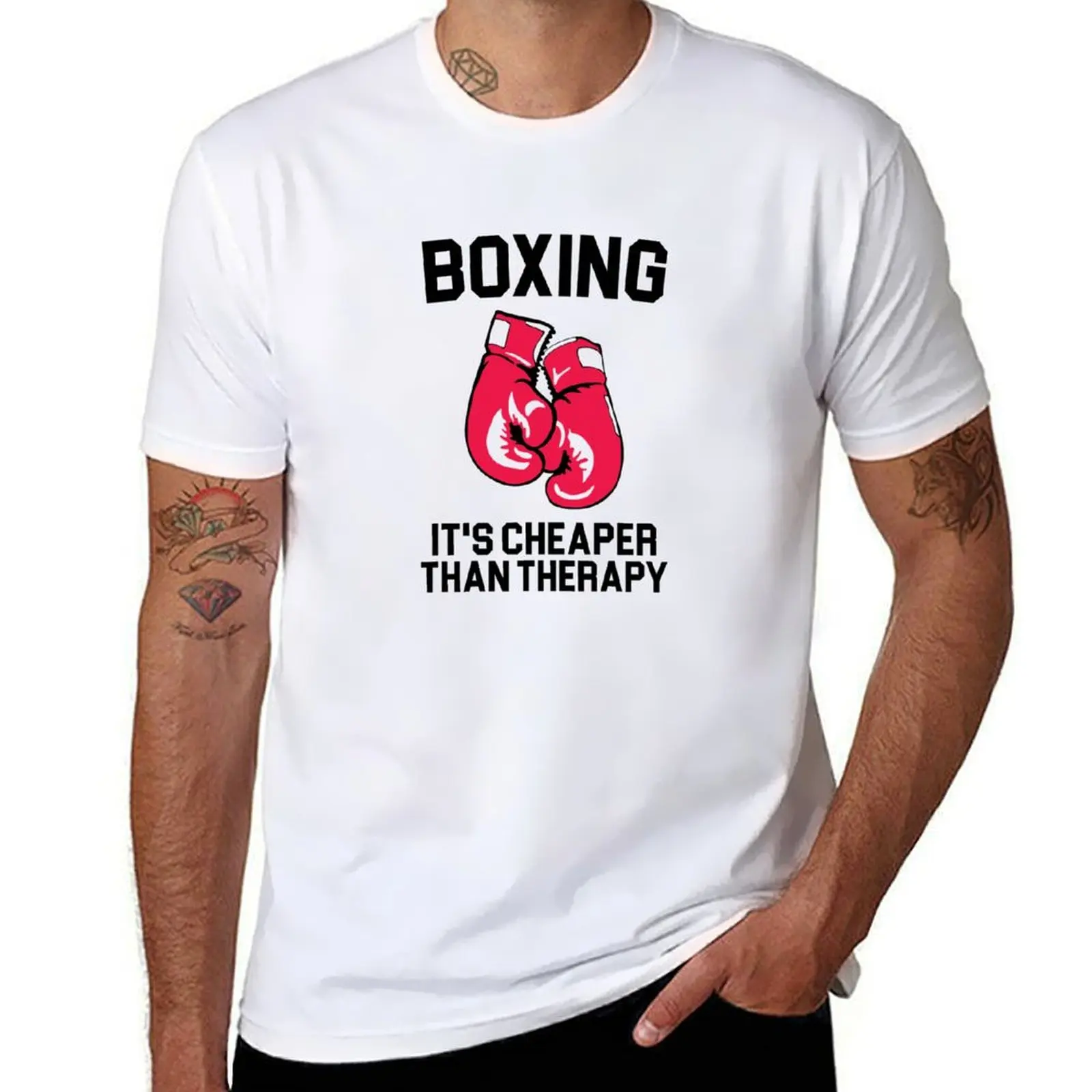 

Boxing Is Cheaper Than Therapy T-Shirt funny t shirts man anime t shirts oversize cotton tshirt 100% T-Shirt
