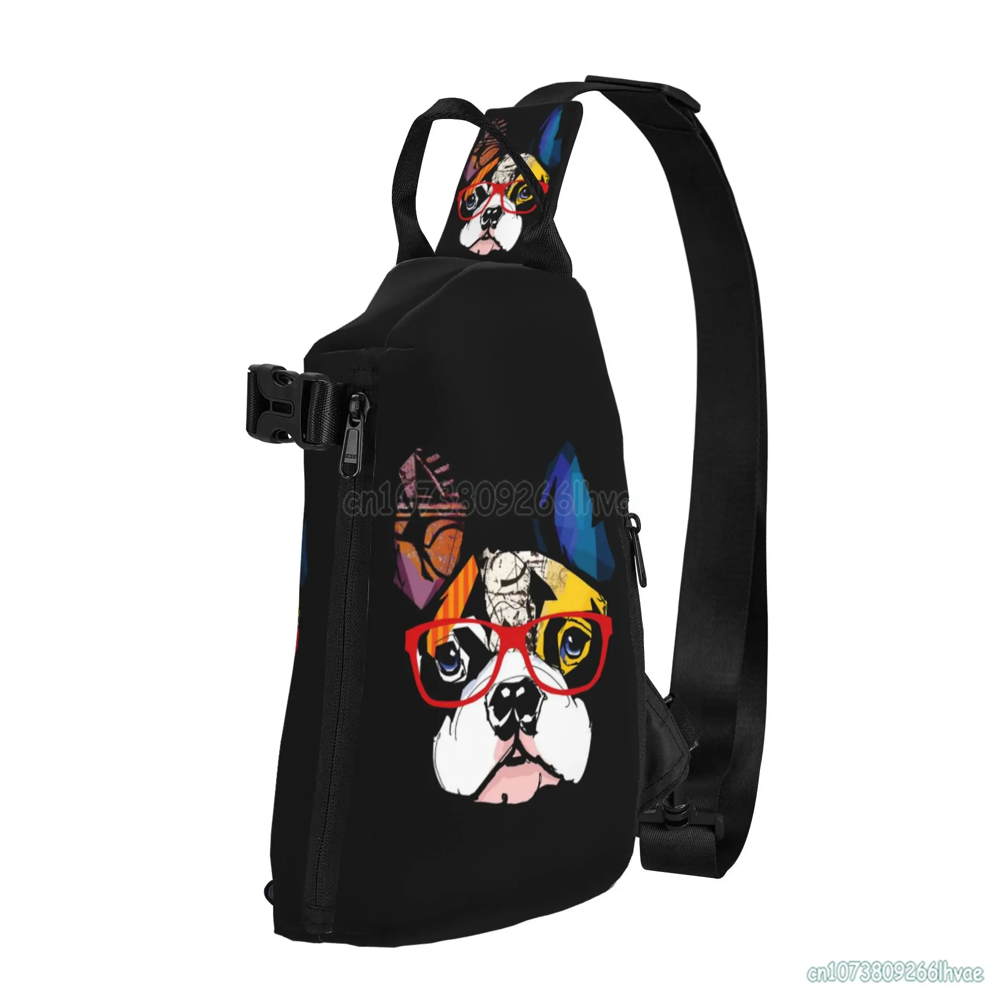 

Cartoon Puppy French Bulldogs Crossbody Sling Backpack Custom Cute Dogs Shoulder Chest Bag for Traveling Sports Hiking Daypack