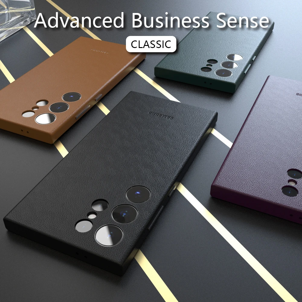 Leder-Handyhülle für Samsung Galaxy S24 Ultra S24 Sense of Luxury S24Ultra S24 FE S24 Plus S24Plus einfarbige Vollabdeckung