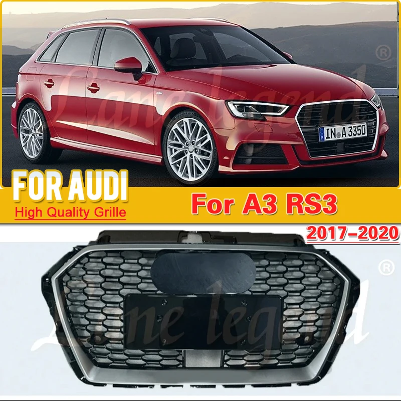 

Honeycomb Grill Mesh with ACC modification for Audi A3 2017 2018 2019 2020 RS3 Quattro Style Hex Mesh Front Bumper Hood Grille