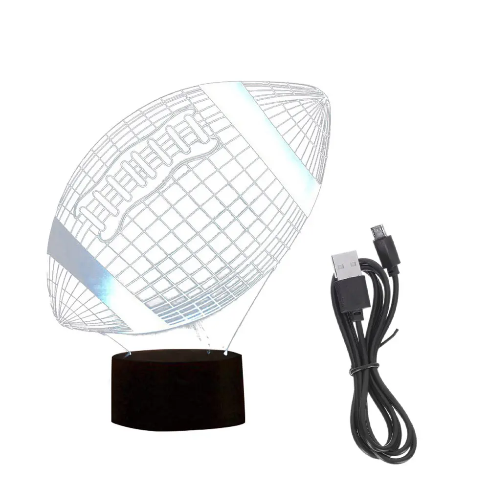 1Set Led Small Table Lamp 3D Rugby Lighting Effect Change Night Light For Bedroom Desktop Decor Party Indoor Use