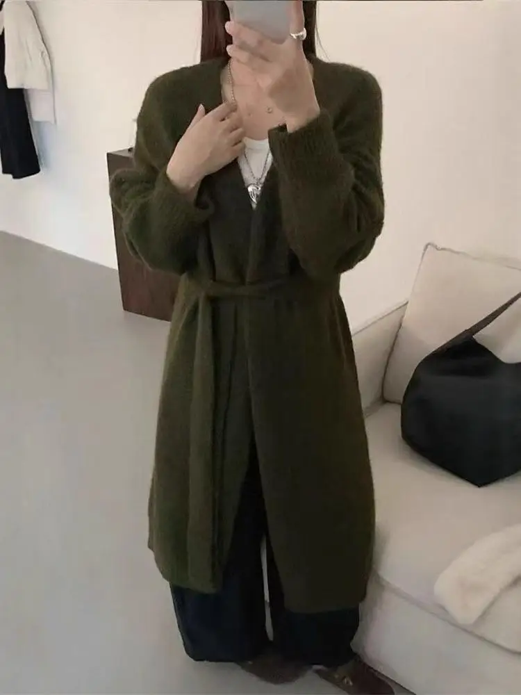 

Корейский шикарный осенне-зимний однотонный универсальный свитер с длинными рукавами, женский кардиган для отдыха, вязаные топы, модная уличная одежда