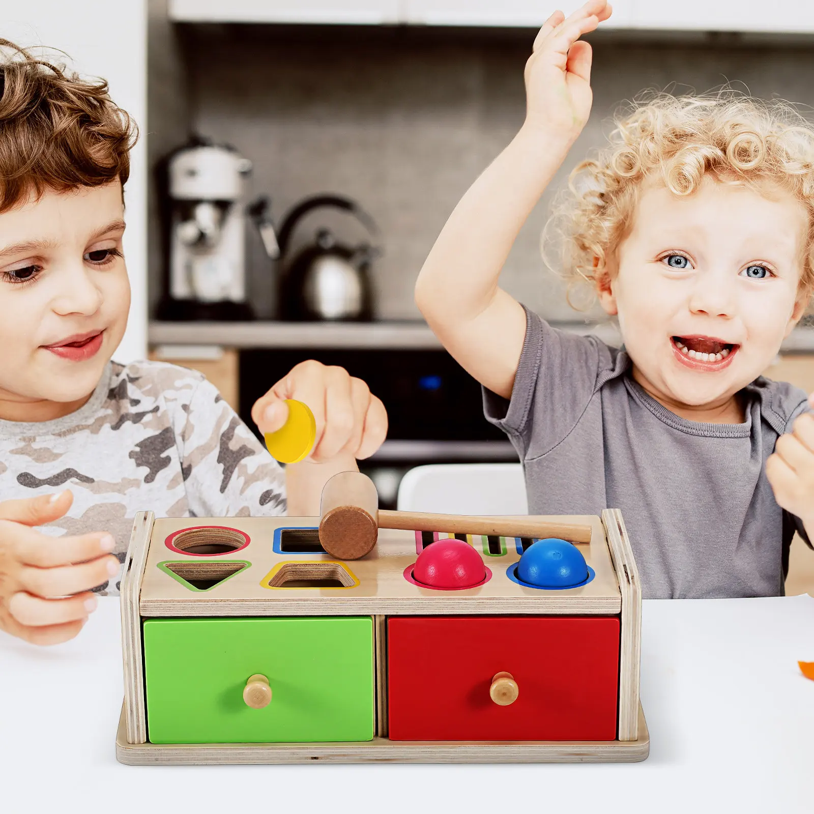 

Montessori Color Shape Sorting Box Wooden Sorter Early Learning Game Kids Cognitive Recognition Puzzle Educational Activity