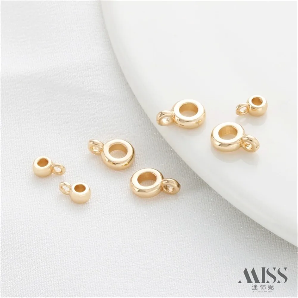 14K Gold-wrapped Round Pendant Ring DIY Bracelet Necklace Connecting Ring Pendant Ring Bead Partition Jewelry Accessories