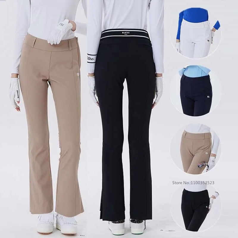 Blktee Winter Autumn New Golf Pants Women High Waist Split Trousers Elastic High-waisted Leisure Sweatpants Soft Windproof Pant