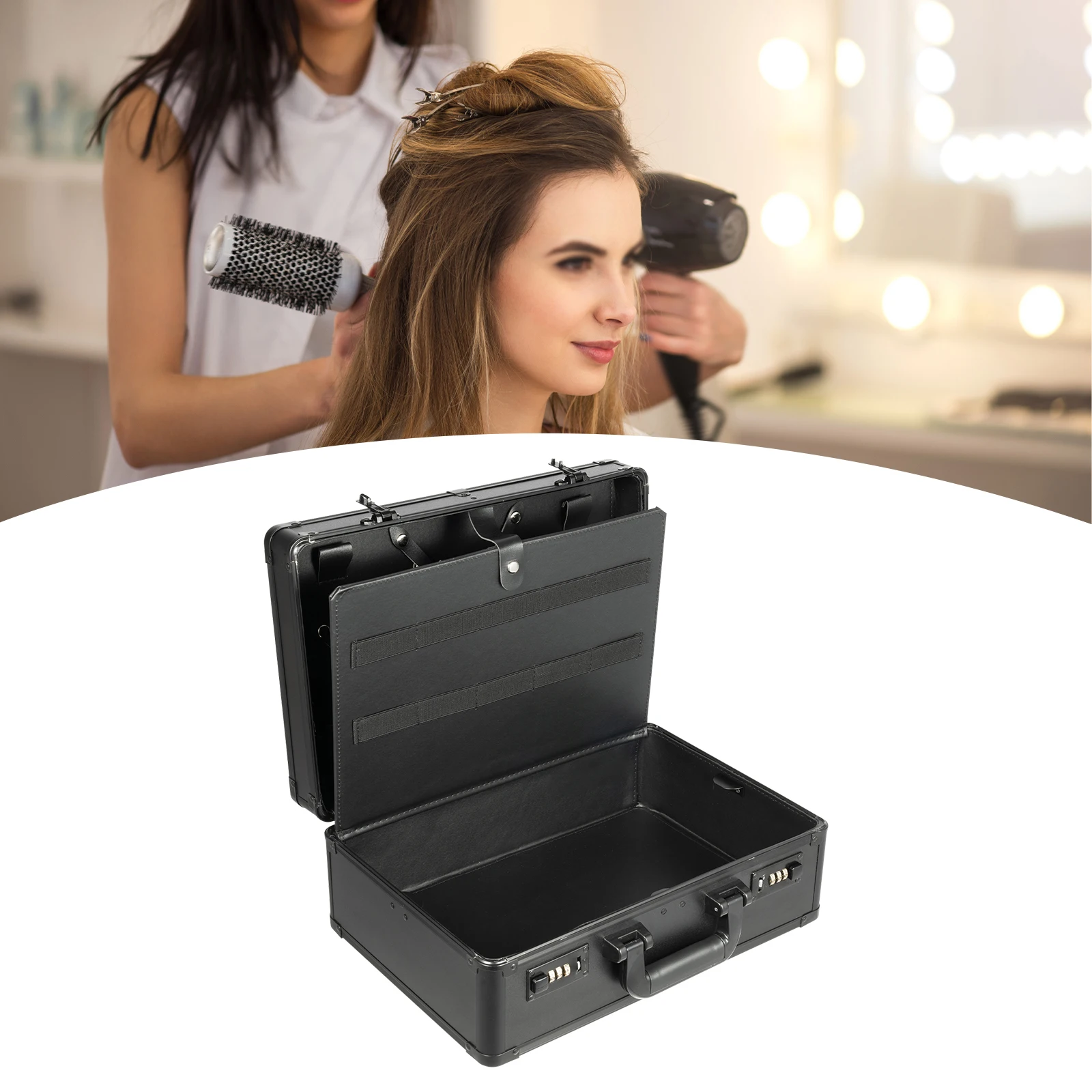 Hairdressing Toolbox with Double Password Buckle Design Large Capacity&soft PU Handle Toolbox for Professional Hairdressers