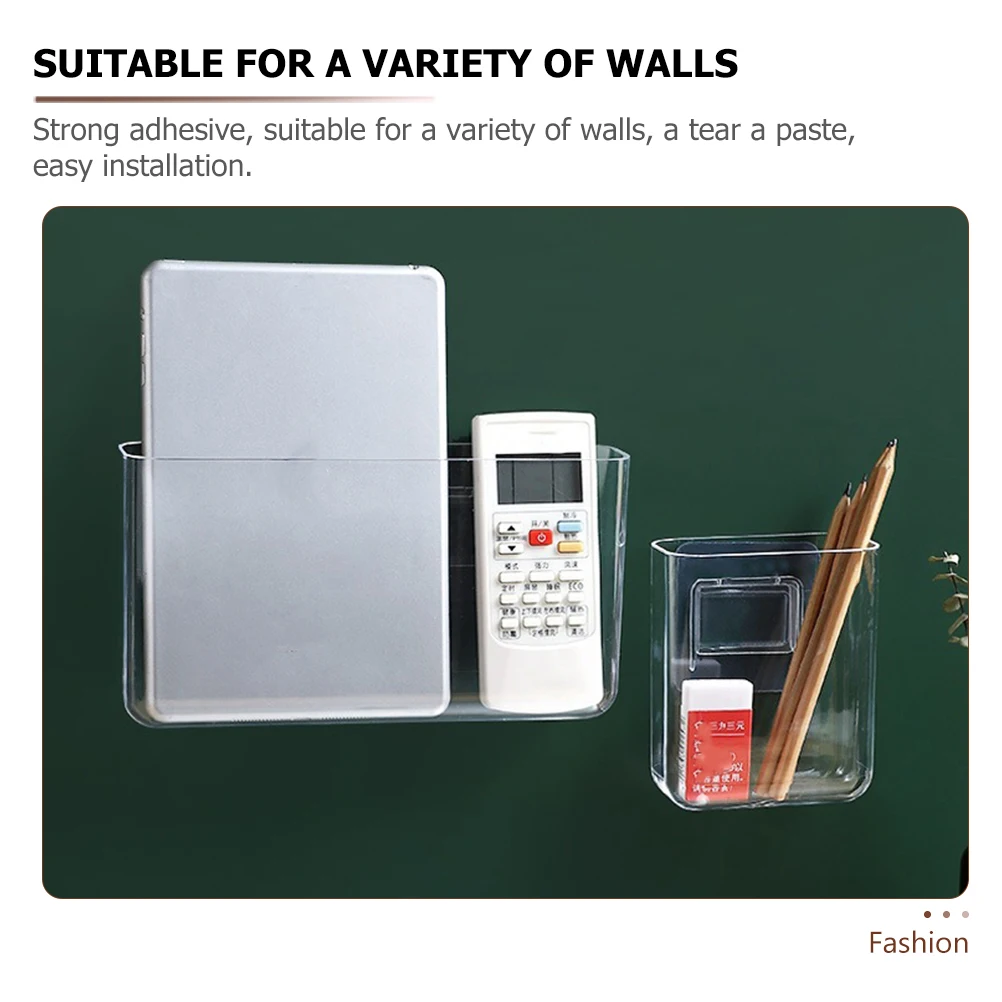 

4pcs Wall Mount Storage Box Wall-Mounted Phone Holder for Kitchen Bedroom Closet Punch Free Bracket Home Office Organizer