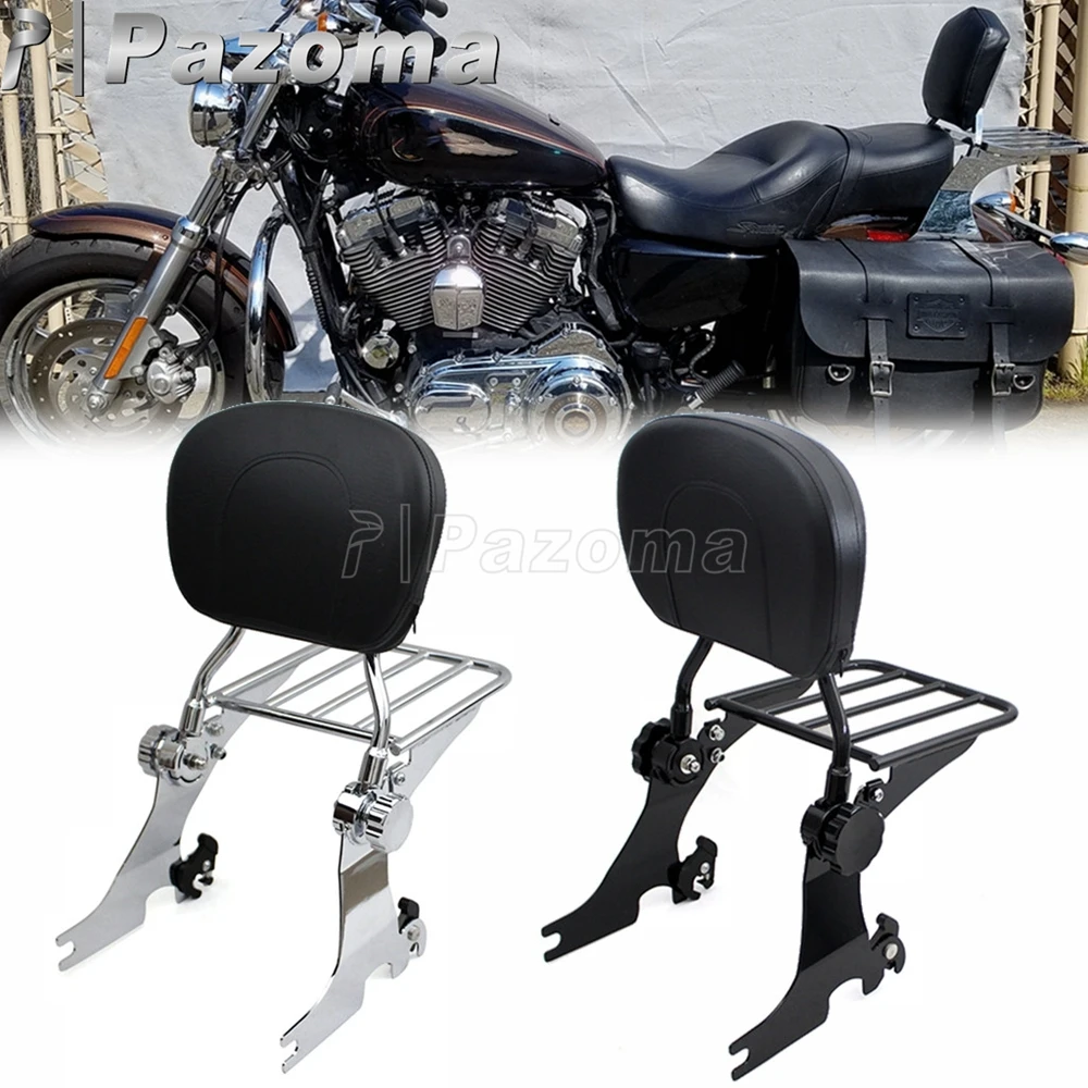 

Rear Backrest Sissy Bar Luggage Rack Kit For Harley Sportster XL 883 1200 Superlow Forty Eight Custom Nightster Low Iron 2004-up