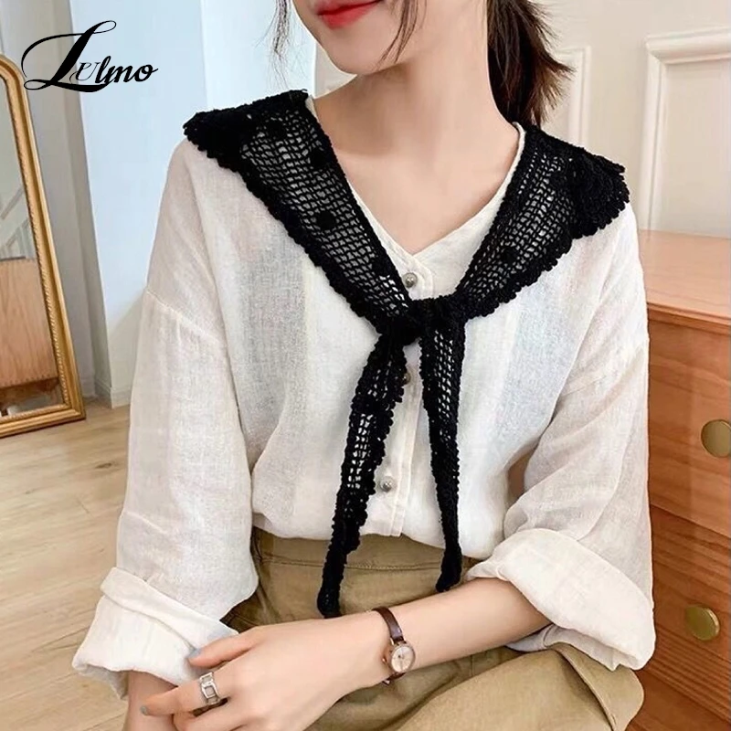 

Lace Knitted Crochet Hollow Fake Collar Women Shawl Decorative Fake Collar Women Clothes Accessories Detachable Collar