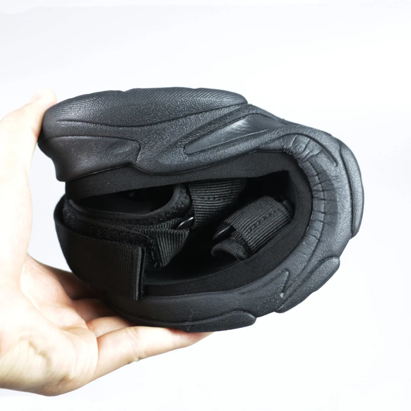 Men's Summer Thi Bot Heightening Bla Toe-Open Magic Tape Sports Casual Sandals Beach oes Comfortable Breathable