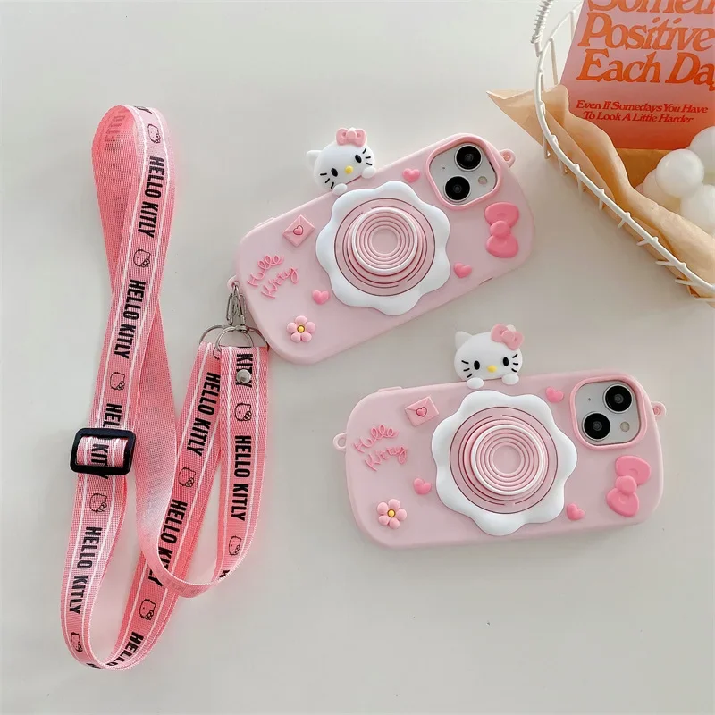 

Miniso Cartoon Sanrio Phone Cases Hello Kittys Accessories Cute Anime Apply Iphone1113Promax1214 Anti-Drop Toys for Girls Gift